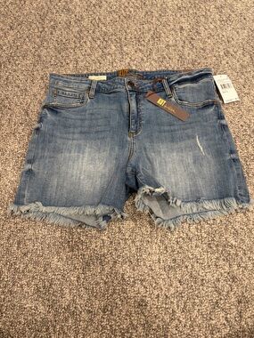 Kut from the Kloth Light Blue Distressed Frayed Hem Denim Shorts